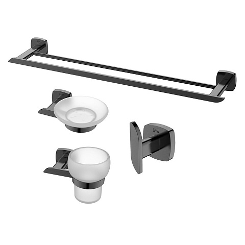 Комплект для ванной комнаты Black&White GA-7810GM, оружейная сталь