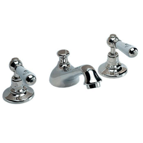 Devon&Devon Devon Dandy Смеситель для раковины на 3 отв., с донным клапаном, c ручками белыми, цвет: хром, MARF46CR