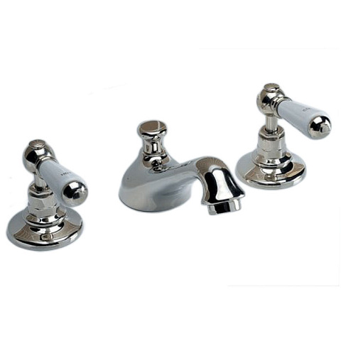 Devon&Devon Devon Dandy Смеситель для раковины на 3 отв., с донным клапаном, c ручками белыми, цвет: никель блестящий, MARF46NKS