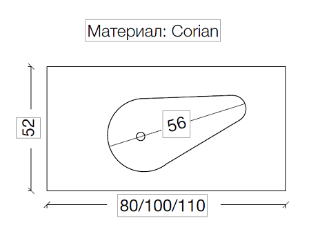 Столешница Boheme Corian Drop 81cm 858-080