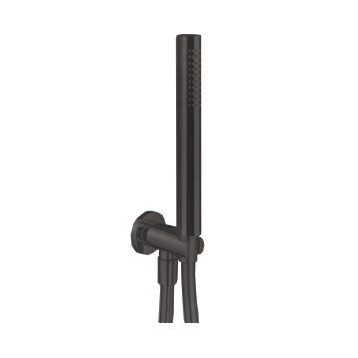 Fantini Milano Душевой набор: вывод воды 1/2”, шланг 150 см, ручная лейка FIT, держатель для лейки, цвет: Matt Gun Metal PVD, 86 P5 8093