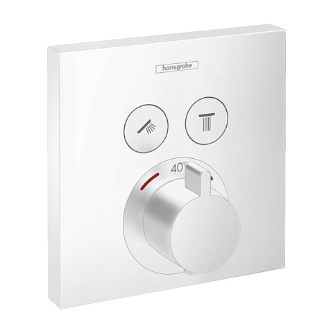 Hansgrohe HG ShowerSelect Встраиваемый термостат для душа, 2 источника с кнопками вкл/выкл (внешняя часть), цвет: белый матовый, 15763700