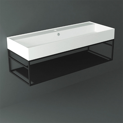 SIMAS AGILE Структура металлическая 121x46xh28 см, подвесная, для раковины AG121, с 1 полкой, цвет черный матовый, AGSS121