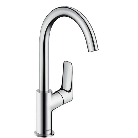 Hansgrohe HG Logis Смеситель для раковины 210 на 1 отв. без донного клапана, поворотный излив 154мм, h221мм, цвет: хром, 71131000