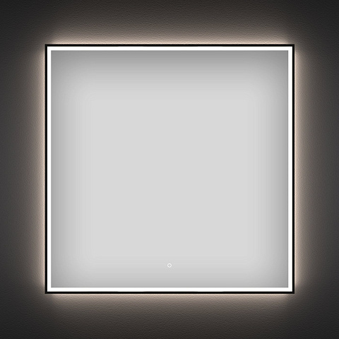 Квадратное зеркало с фронтальной LED-подсветкой 50*50 см Wellsee 7 Rays' Spectrum, цвет контура черный матовый 172200400