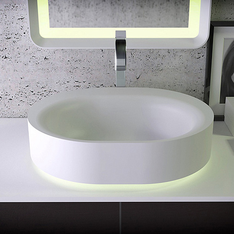 KNIEF Moon раковина накладная 55х45хh16 см, без отв под смеситель,мс LED подсветкой, цвет белый матовый, 0600-032-01