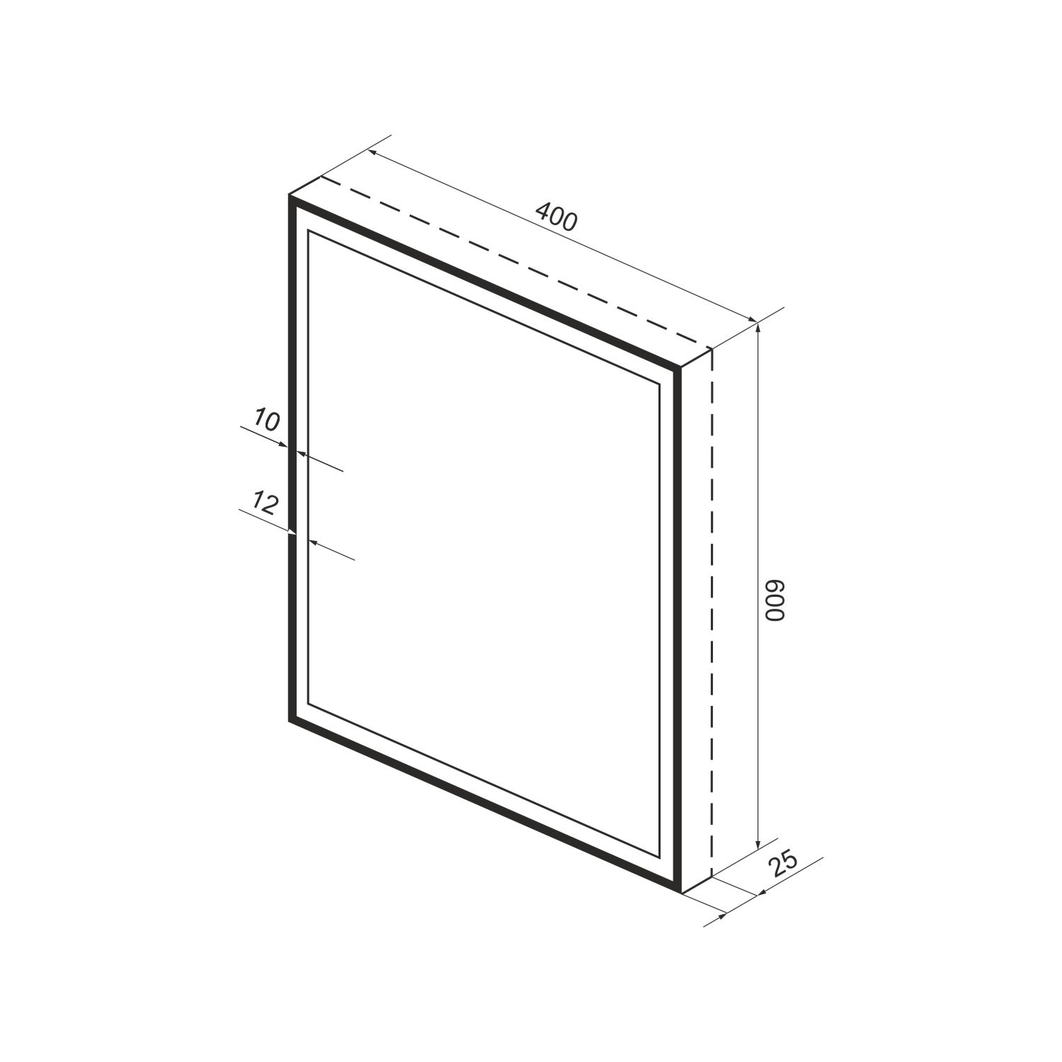 172201100, Прямоугольное зеркало с фронтальной LED-подсветкой 40*60 см Wellsee 7 Rays' Spectrum, цвет контура черный матовый 172201100-172201110