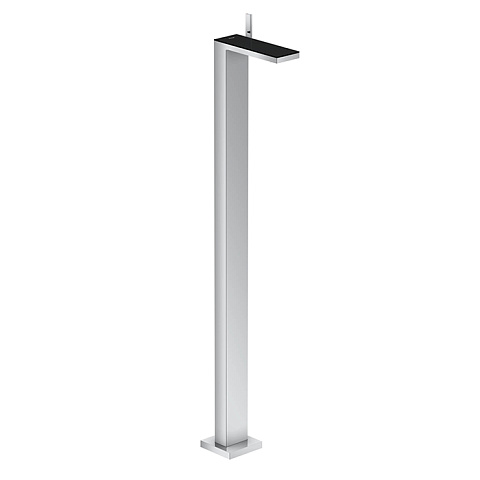 Axor AX MyEdition Смеситель для раковины напольный, на 1 отв., излив 245мм, со сливным гарнитуром, цвет: хром/черное стекло, 47040600