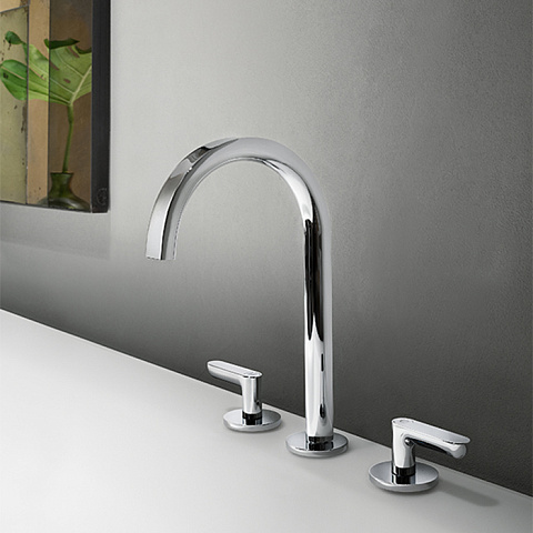 Fantini Icona Deco Смеситель для раковины, 3 отв., с нажимн. донным клапаном, излив 160мм, цвет: хром, 53 02 R107