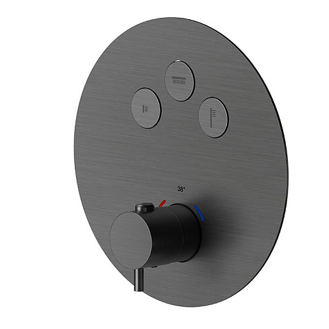 Newform X-STEEL 316 Наружная часть для термостатического смесителя, на 3 источника, переключение - кнопки (для 27752) цвет: PVD Brushed gun metal