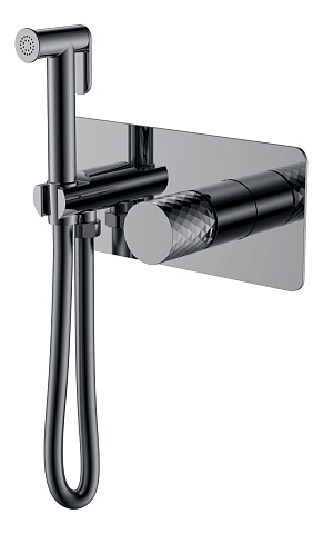 Смеситель гигиенический Boheme STICK Shine Gun Metal c ручкой DIAMOND 127-SGM