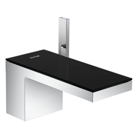 Axor AX MyEdition Смеситель для раковины 70, на 1 отв., излив 200мм, со сливным гарнитуром, цвет: хром/черное стекло, 47010600