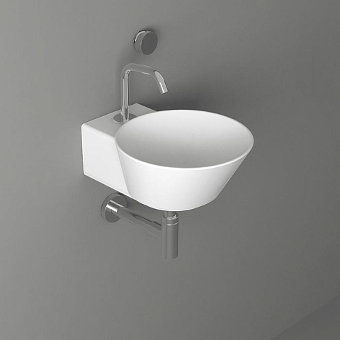SIMAS WAVE Раковина накладная/подвесная круглая 33,5х43х16,5 см, с 1 отв под смеситель,цвет белый, WA05 bi*1