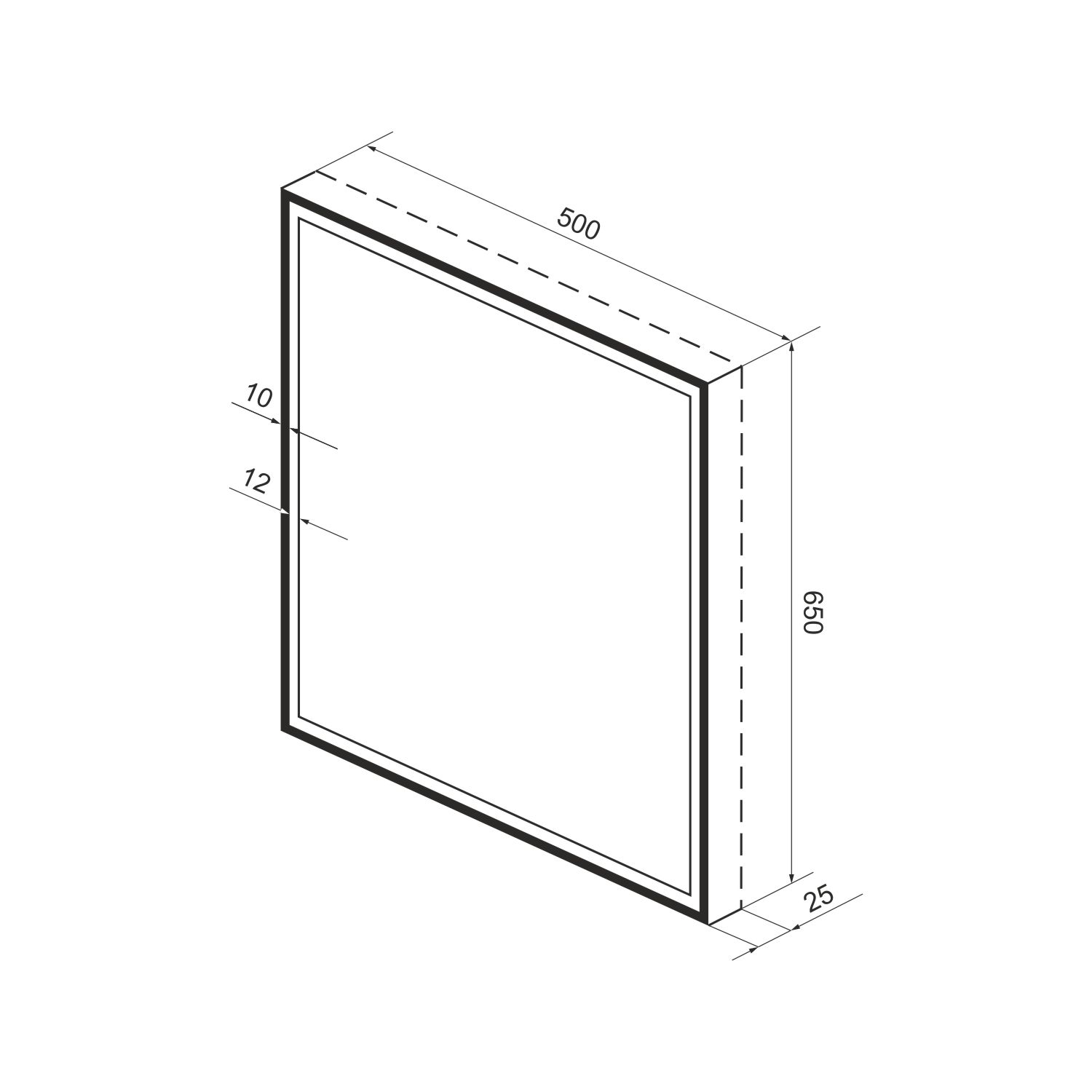 172201160, Прямоугольное зеркало с фронтальной LED-подсветкой 50*65 см Wellsee 7 Rays' Spectrum, цвет контура черный матовый 172201160-172201170