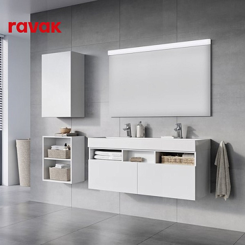 Сет-набор мебели RAVAK Natural 1200 белый (зеркало + раковина + тумба + шкаф)