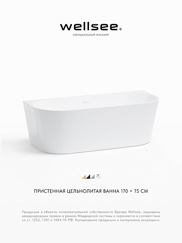 Акционный набор 2 в 1 Wellsee Excellence Pro акриловая ванна пристенная 170x75 с сифоном 28760302R