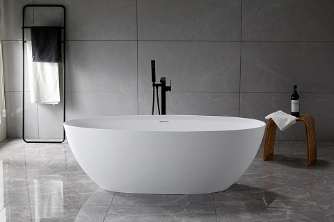 Ванна Солид Серфейс (Solid Surface) Vincea VBT-4S01MW, 1700x760x560, белый матовый, щелевой перелив