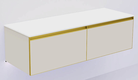 Armadi Art QUATRO 2 140см (70+70) тумба CASHMERE профиль MATT GOLD + внутр. подсв. 790-M2-140(70+70)-CM-MG+L