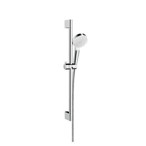 Hansgrohe HG Crometta Vario Unica Душевой набор: штанга 650mm, ручной душ 110, 1jet (Rain), EcoSmart Green, шланг, цвет: белый/хром, 26554400