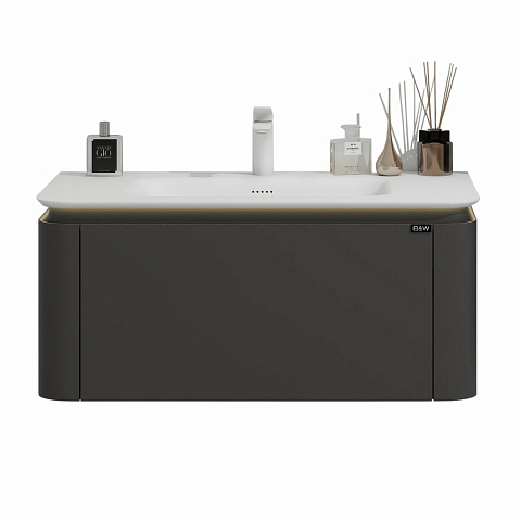 Тумба с раковиной Black&White U935.0900 P02,Unihopper,Corian раковина-столешница/LED light (900x520x400)
