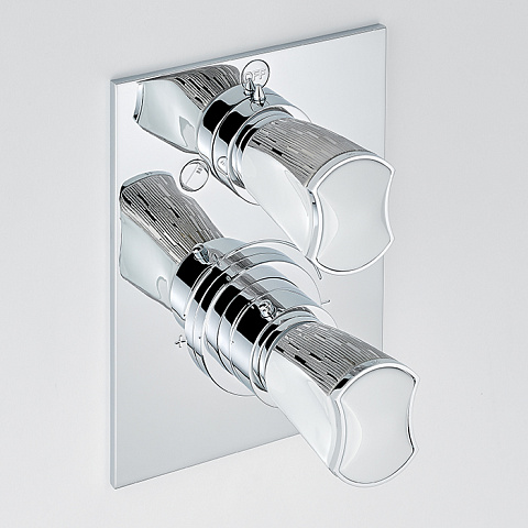 THG PORCELAIN BLANCHE DECOR PLATINE Смеситель для душа встраиваемый, термостатический, с переключателем на 2 потока, внешняя часть, цвет хром, U2E-A02-5500BE