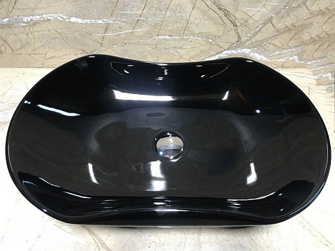 Раковина накладная CeramaLux 9175AB 660×420 мм, чёрный глянцевый