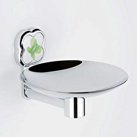 THG CAPUCINE VERT DECOR PLATINE Мыльница подвесная ø150 мм., декор зеленый, цвет хром, A7E-A02-546GM