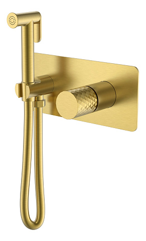 Смеситель гигиенический Boheme STICK Mat Gold c ручкой DIAMOND 127-MG