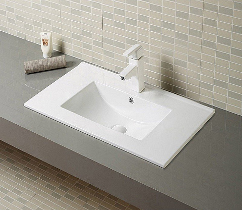 Раковина встраиваемая CeramaLux 9075E 760×465 мм, белый