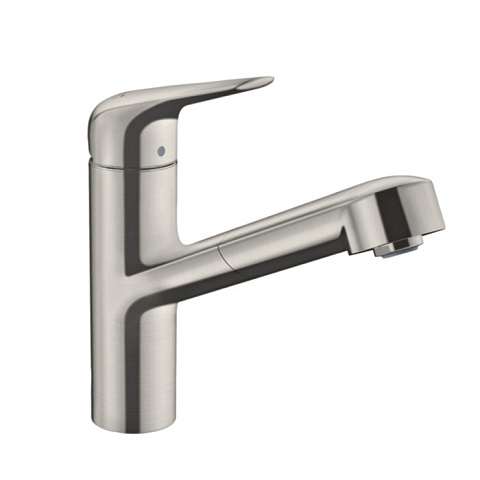 Hansgrohe HG Focus M42 Кухонный смеситель на 1 отв, однорычажный, поворотный излив 206мм с вытяжным душем, 1jet, h150м, 1jet, цвет: под сталь, 71814800