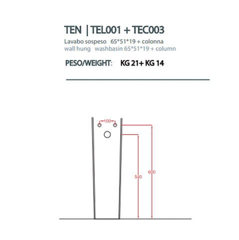 Artceram TEN колонна для раковины, цвет белый, TEC003 01 00  bi