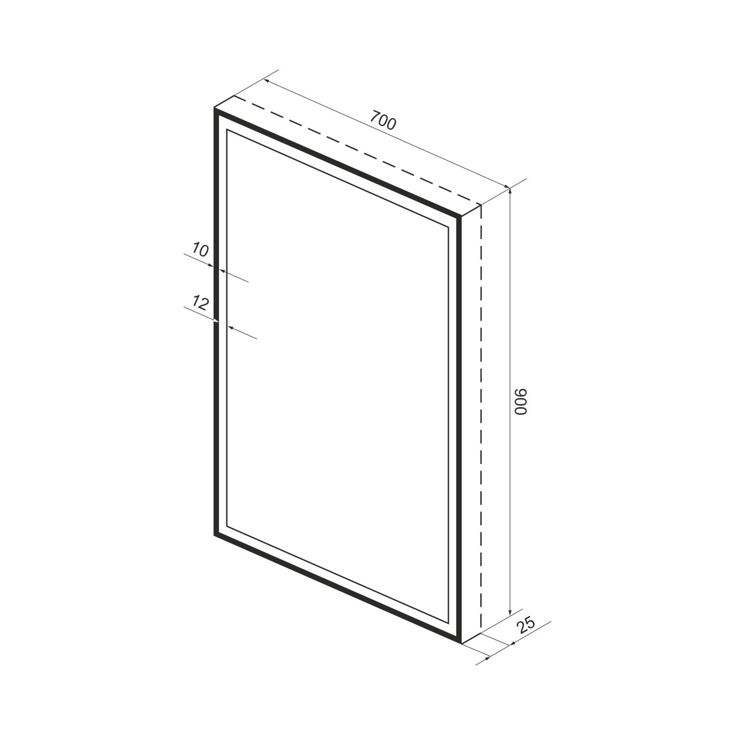 172201320, Прямоугольное зеркало с фронтальной LED-подсветкой 70*90 см Wellsee 7 Rays' Spectrum, цвет контура черный матовый 172201320-172201330