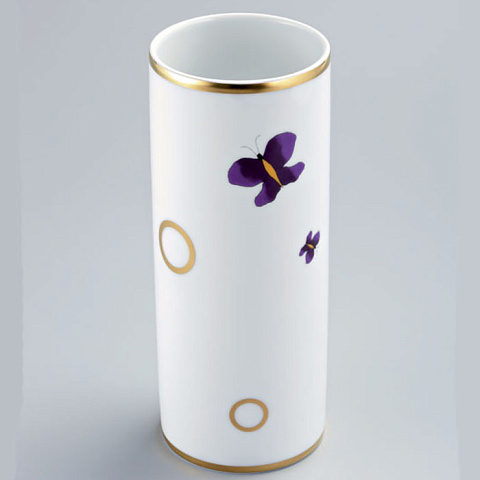 THG CAPUCINE MAUVE DECOR OR Ваза керамическая, настольная, декор золото/лиловый, цвет белый, A7D-A02-4609