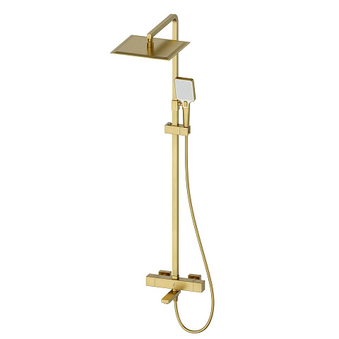 Душевая стойка с термостатом Oliveeka D OL-739901-BG, золото матовое