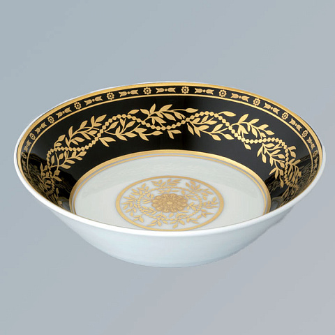 THG MARQUISE NOIR DECOR OR Блюдо керамическое ø130 мм., настольное, декор черный/золото, цвет белый, A7F-A02-4615
