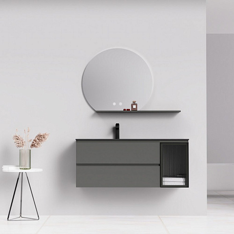 Тумба с раковиной ORANS BC-2055-1200L цвет:MFC085,раковина art marble(matte black) (1200x550x500)