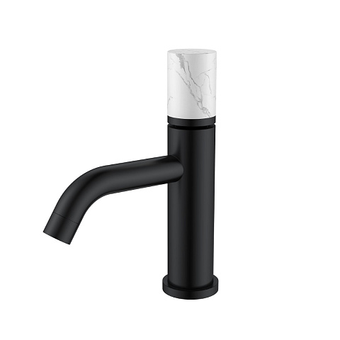 Смеситель Boheme STICK для умыв. низ. BLACK MRAMOR WHITE (комплект) 121-B-MR-W