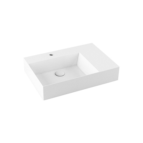 AZZURRA ELEGANCE Squared раковина подвесная/накладная 60х45см c 1 отв. под смеситель , правая, цвет белый, ELLP06545RQMBI/(EQA65M DX bi)*1