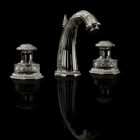 Devon&Devon Devon&Devon Excelsior Swan Смеситель для раковины на 3 отверстия, донный клапан. Цвет: блестящий никель., EXC-SW101NK