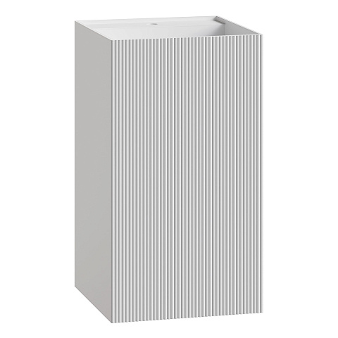 Раковина напольная рифленая Boheme Cube Corian 480*480*850 Matt White 802-R-MW