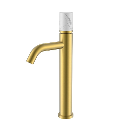 Смеситель Boheme STICK для умыв.выс.MATT GOLD MRAMOR WHITE (комплект) 122-MG-MR-W