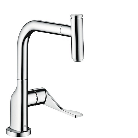 Hansgrohe AX Citterio Смеситель для кухни, однорычажный, на 1 отв, с выдвижным душем, излив 219мм, цвет: хром, 39861000