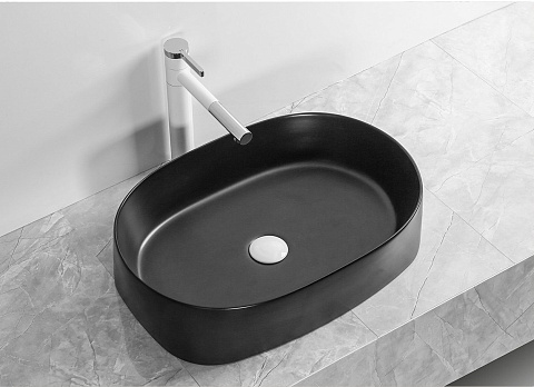 Раковина накладная Ceruttispa CR2691 (560х390х140) черная матовая, овальная