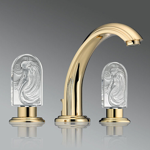 THG NAIADE Смеситель для раковины на 3 отверстия, с донным клапаном, цвет Soft gold, A2F-F30-151