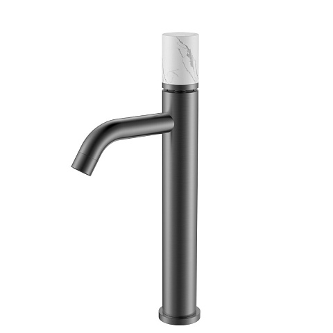 Смеситель Boheme STICK для умыв.выс.SHINE GUN METAL MRAMOR WHITE (комплект) 122-SGM-MR-W
