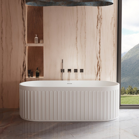 Ванна Солид Серфейс (Solid Surface) Vincea VBT-4S09MW, 1700x750x550, белый матовый, щелевой перелив