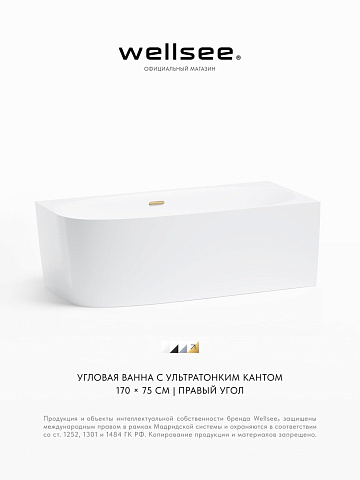 Акционный набор 2 в 1 Wellsee Belle Spa 2.0 акриловая ванна пристенная 170x75 с сифоном 235806004