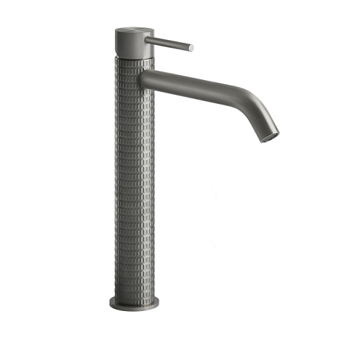 GESSI 316 Смеситель для раковины на 1 отверстие, высокий h=305мм, без донног клапана, излив 156мм, цвет: steel brushed, 54206#239
