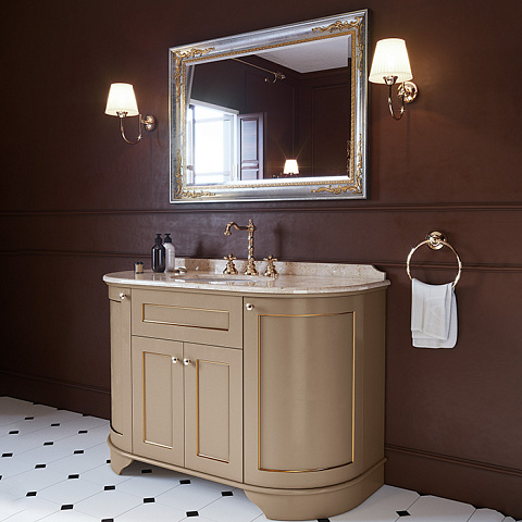 TW collection TW YORK База с раков.Simas S53 bi, 129*58*h86см, 4 расп. дв., доводч. Blum, ручки: бронза, цвет: Pennellato, декор: поталь oro antico(без мрамора), YOR4130-PO+S53 bi комплект