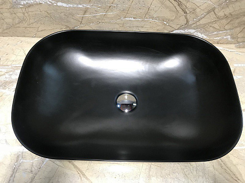 Раковина накладная CeramaLux 78106MB 600×395 мм, чёрный матовый